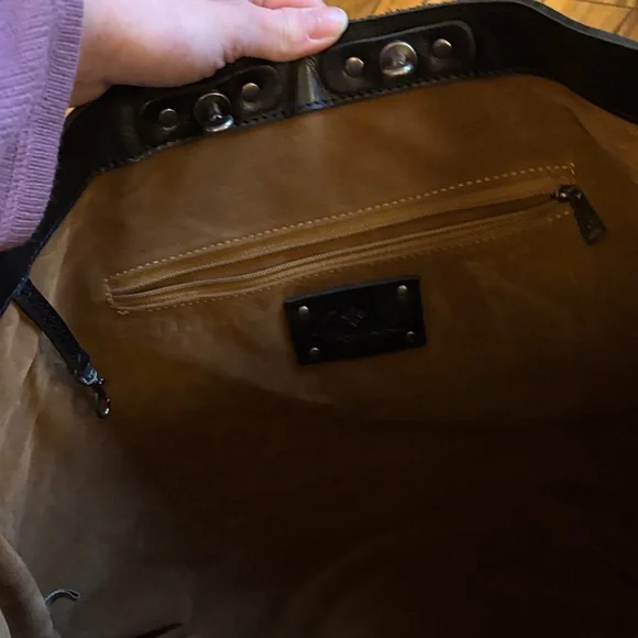 Patricia Nash Black Leather Tote with Stud Accents - Picture 8 of 8